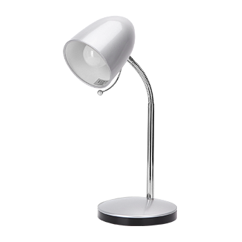 Aigostar - Flexo LED Escritorio, E27(Max 11W), Cable 1,5 m con Interruptor, H35cm, Bombilla No Incluida, Plateado