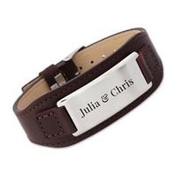 pulsera de cuero marron con grabado