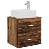 vanidad con lavabo de pared madera envejecida 53 x 345 x 63 cm vidaxl