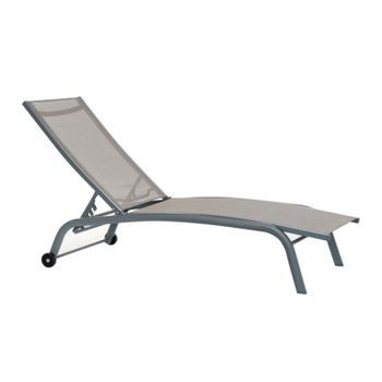 Tumbona Dkd Home Decor Con Ruedas Gris Pvc Aluminio (187,5 X 64 X 97 Cm)