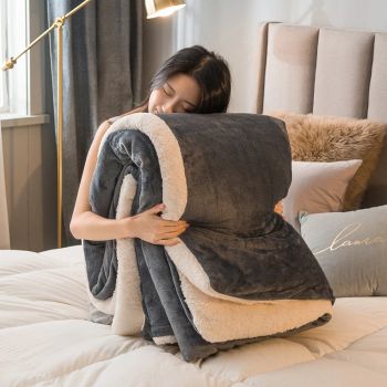 Manta de lana para mantener el calor, mantas de cama de invierno, funda nórdica Queen de doble cara, funda de cama doble para acampar, colcha en la cama