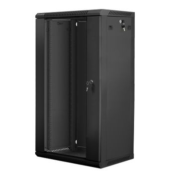 Bastidor de pared Lanberg WF01-6422-10B 22U 60kg Negro Autoinstalable IP20 Puerta de cristal