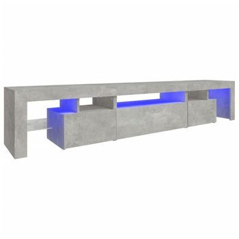 Mueble Tv | Mueble De Salón | Armario Tv Con Luces Led Gris Hormigón 215x36,5x40 Cm