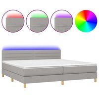 estructura de cama led con cabecero con somier y cubrecolchon 200x200 cm tela gris claro tdl0207801