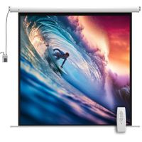 homcom pantalla de proyector electrica 85 pulgadas pantalla de proyeccion con control remoto formato 11 hd 4k blanco