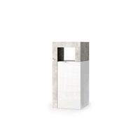 mueble de bano bura  1 puerta  blanco brillante lacado  gris concreto  diseno moderno