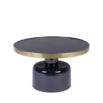 Mesa de centro redonda de acero esmaltado azul