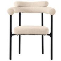 pack 4 sillas de comedor modernas ergonomicas con brazos tela de gamuza crema
