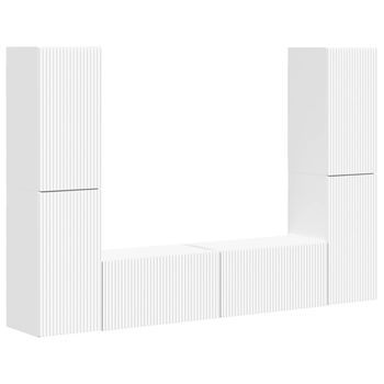 Conjunto De Mueble De Tv 6 Uds. Blanco Madera De Ingeniería Vidaxl