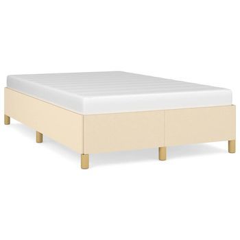 Cama Matrimonial | Cama Para Adulto | Estructura De Cama Sin Colchón Tela Crema 120x190 Cm