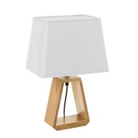 lampara de mesita de noche nordica vitta en madera marron de 41x12x26 cm diseno piramidal con pantalla para dormitorio crea ambientes calidos y acogedores con luz suave casaseleccion