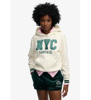 Superdry para mujer. W2012601A Sudadera Country Club Varsity beige (XS), Casual, Algodón