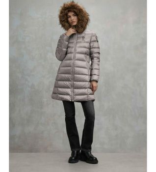 Blauer para mujer. 25WBLDK03103 Plumífero largo con piel Kristin gris (M), Casual, Poliamida