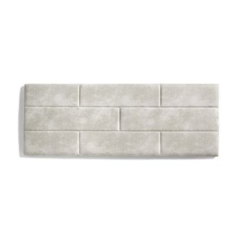 Cabecero De Cama 110 Ladrillos Tela Antimanchas 112x57x5 Blanco Roto Efecto Granito