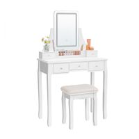 tocador moderno con taburete espejo blanco  led