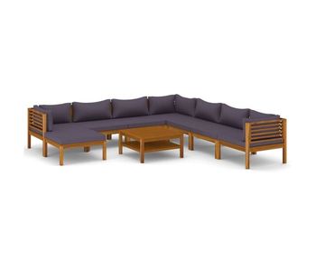 Muebles de jardín 9 piezas cojines madera maciza de acacia