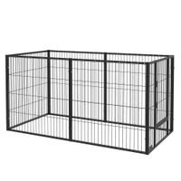 pawhut parque para perros de 6 paneles valla metalica para mascotas con ancho ajustable 825-150x79x81 cm negro   aosom espana