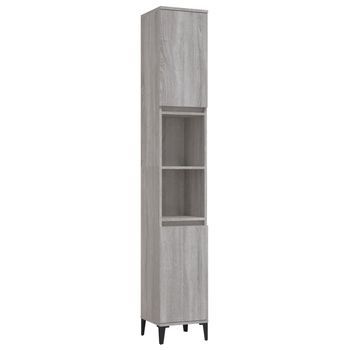 Armario De Baño Madera Contrachapada Gris Sonoma 30x30x190 Cm Vidaxl