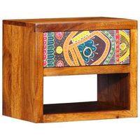 mesita de noche - mueble para dormitorio - madera de acacia solida - marron 40x35x35cm