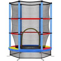 homcom trampolin infantil cama elastica para ninos de 3-6 anos con red de seguridad carga 45 kg o140x190 cm multicolor   aosom espana
