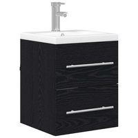 armario de lavabo  gabinete de lavabo para bano roble negro 41 x 385 x 48 cm
