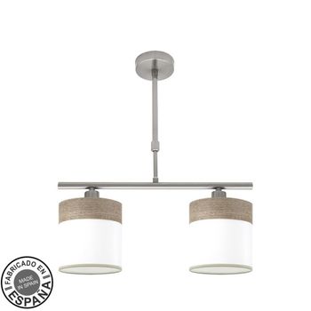 FABRILAMP Lampara Cloe 2xe14 Niquel/blanca-madera Gris Regx43x14 cm