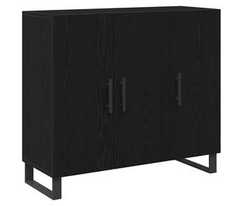 Aparador - mueble de almacenamiento roble negro 90 x 34 x 80 cm madera de ingeniería es5024