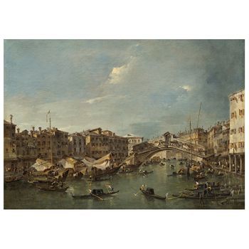 Legendarte - Cuadro Lienzo, Impresión Digital - Canal Grande Con El Puente De Rialto, Venecia - Francesco Guardi - Decoración Pared Cm. 50x70