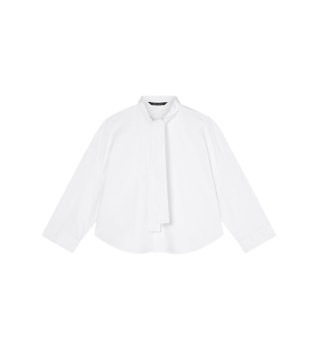 A|X Armani Exchange para mujer. XW001757AF12812U0002 Blusa Lazo blanco (M), Casual, Algodón, Clásico, Manga larga