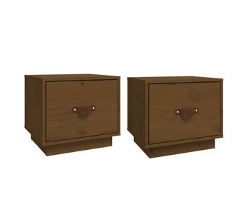 Vidaxl mesitas de noche 2 uds madera de pino marrón miel 40x34x35 cm