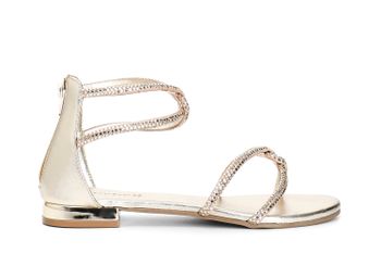sandalias con pedrería termosellada gold