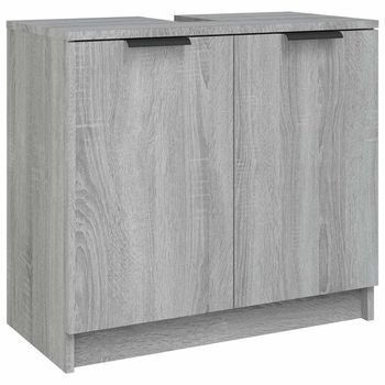 Armario De Baño Madera Contrachapada Gris Sonoma 64,5x33,5x59cm Vidaxl