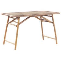 mesa de jardin de madera de bambu marron claro 120 x 69 cm plegable exterior molise