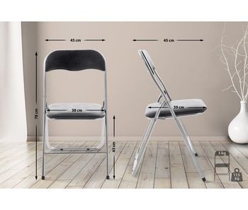Silla plegable felix simil cuero negro/plateado 45x45x78 cm