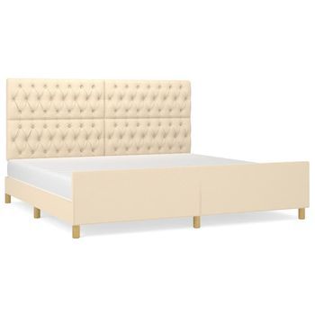Estructura De Cama Con Cabecero De Tela Color Crema 200x200 Cm Vidaxl