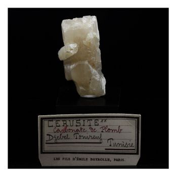 Cerusite - Piedra Natural De Túnez, Djebel Touireuf - Cristal De Plomo, Mineralogie, Colección Deyrolle | 117.0 Ct - Certificado De Autenticidad Incluido | 40 X 20 X 14 Mm