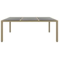mesa jardin  mesa de exterior vidrio templado ratan sintetico beige 200x150x75 cm