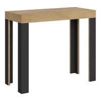 consola extensible 90x40196 cm efecto madera roble natural hierro