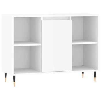 Mueble De Baño Madera De Ingeniería Blanco Brillo 80x33x60 Cm Vidaxl