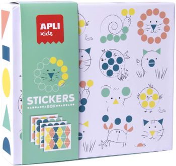 Apli Kids Stickers Box 18361 - Juego de gomets geométricos, temática animales