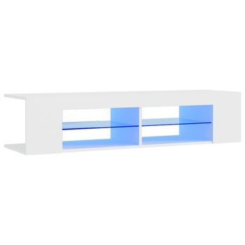 Mueble De Tv | Mueble De Salón | Mesa De Tv Con Luces Led Blanco 135x39x30 Cm