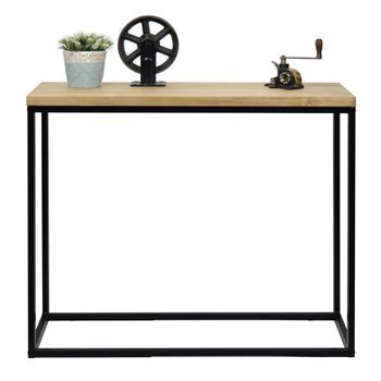Consola Recibidor Icub Big Wood 100x35x80cm Negro En Madera Maciza De Pino Acabado Vintage Estilo Industrial Box Furniture