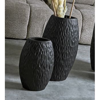 Jarron Ceramica Pleny Text. Colmenilla Negro S/2 33x20x60 Cm