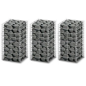 Cestas De Muro De Gaviones Alambre Galvanizado 25x25x50cm 3 Uds | Gavión Para Piedras | Gavión Decorativo Cfw639282