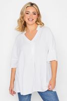 yours blusa blanca media manga con pinza frontal mujer curvy y tallas grandes yours
