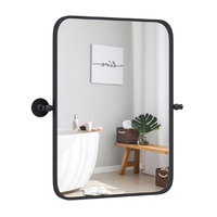 costway espejo de pared rectangular pivotante horizontalvertical marco de metal inclinable con soportes de pared minimalista moderna 765 x 56 cm