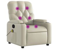 vidaxl sillon reclinable de masaje cuero sintetico crema