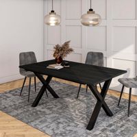 mesa comedor efecto madera negro 167x90x74cm