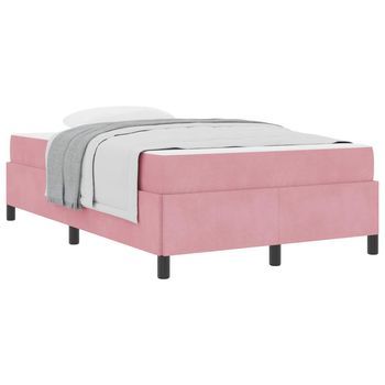 Cama Matrimonial | Cama Para Adulto | Estructura De Cama Con Colchón Rosa 120 X 200 Cm Tela