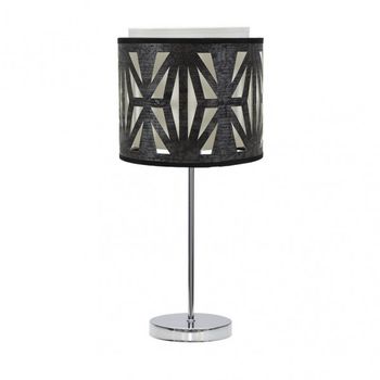 FABRILAMP Lampara Sobremesa Cromo/madera Negra modelo Katerina